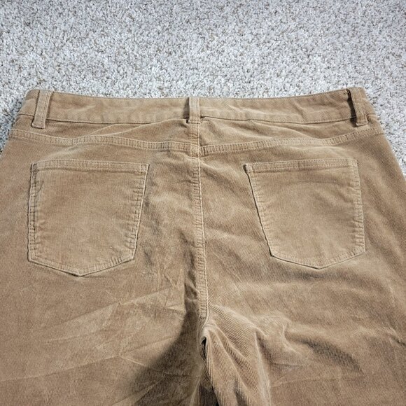 Talbots Corduroy Pants Womens 16P Brown High Waist Straight Leg Distressed - Picture 9 of 10